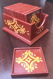 Coasters, Spanish Colonial design - dark red, set of 12