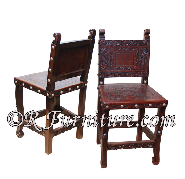 Ayacucho hand tooled Leather Counter Chair, Spanish counter chair Peru ...